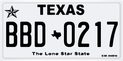 TX license plate BBD0217