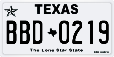 TX license plate BBD0219