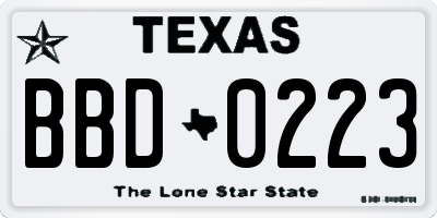 TX license plate BBD0223