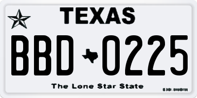 TX license plate BBD0225