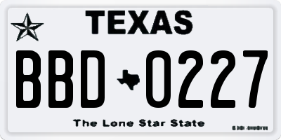 TX license plate BBD0227