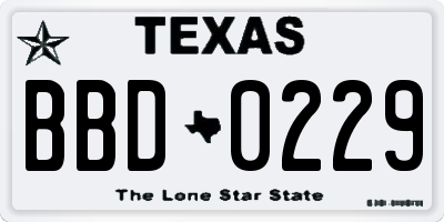 TX license plate BBD0229