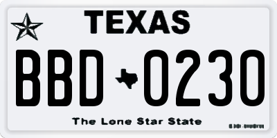TX license plate BBD0230