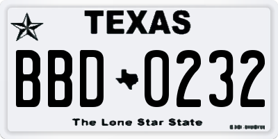 TX license plate BBD0232