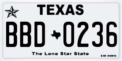 TX license plate BBD0236