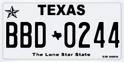 TX license plate BBD0244