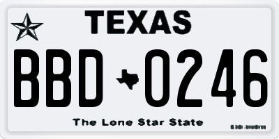 TX license plate BBD0246