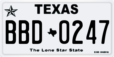 TX license plate BBD0247