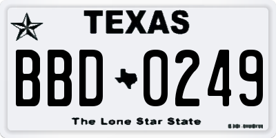 TX license plate BBD0249