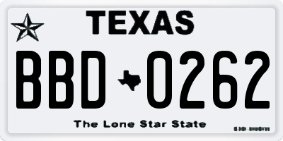 TX license plate BBD0262