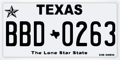 TX license plate BBD0263