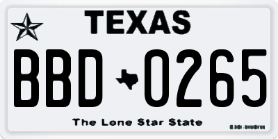 TX license plate BBD0265