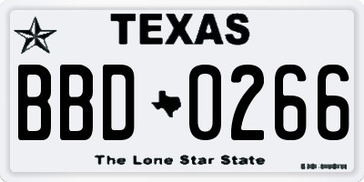 TX license plate BBD0266