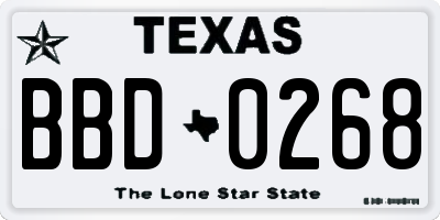 TX license plate BBD0268