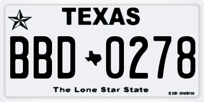 TX license plate BBD0278