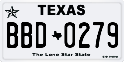 TX license plate BBD0279