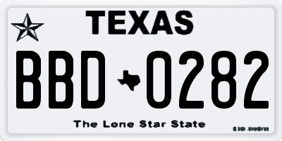 TX license plate BBD0282