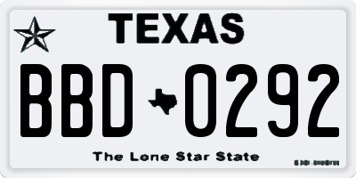 TX license plate BBD0292