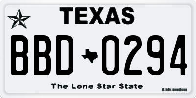 TX license plate BBD0294