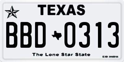 TX license plate BBD0313