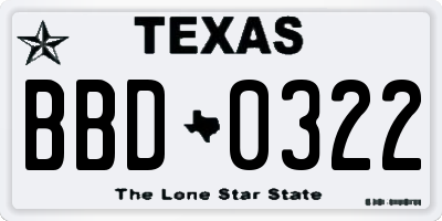 TX license plate BBD0322