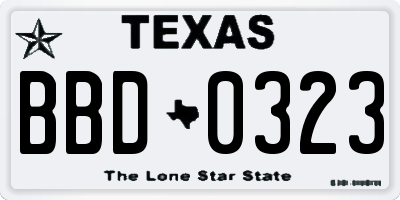 TX license plate BBD0323