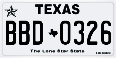 TX license plate BBD0326