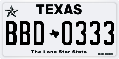 TX license plate BBD0333