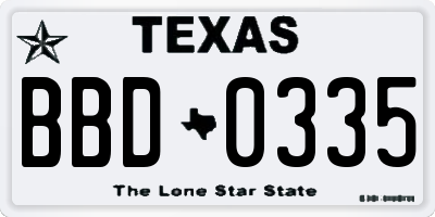 TX license plate BBD0335