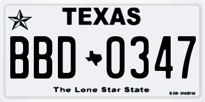 TX license plate BBD0347