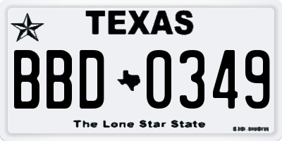 TX license plate BBD0349