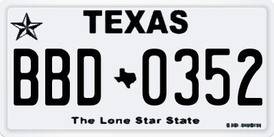 TX license plate BBD0352