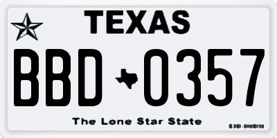 TX license plate BBD0357