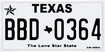 TX license plate BBD0364