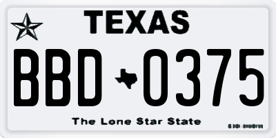 TX license plate BBD0375