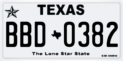 TX license plate BBD0382