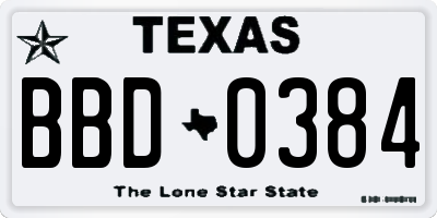 TX license plate BBD0384