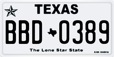 TX license plate BBD0389
