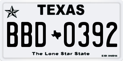 TX license plate BBD0392