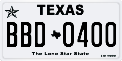 TX license plate BBD0400