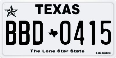 TX license plate BBD0415