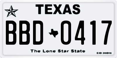 TX license plate BBD0417