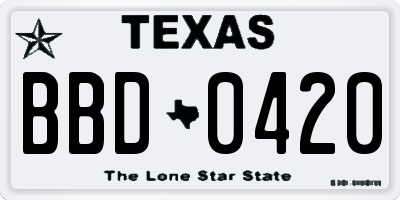 TX license plate BBD0420