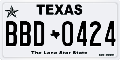 TX license plate BBD0424