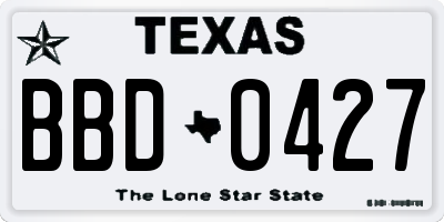 TX license plate BBD0427