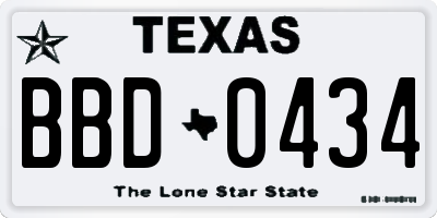 TX license plate BBD0434