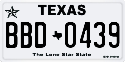 TX license plate BBD0439
