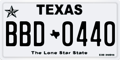 TX license plate BBD0440
