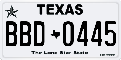 TX license plate BBD0445