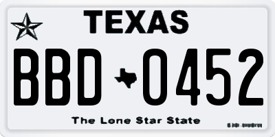 TX license plate BBD0452